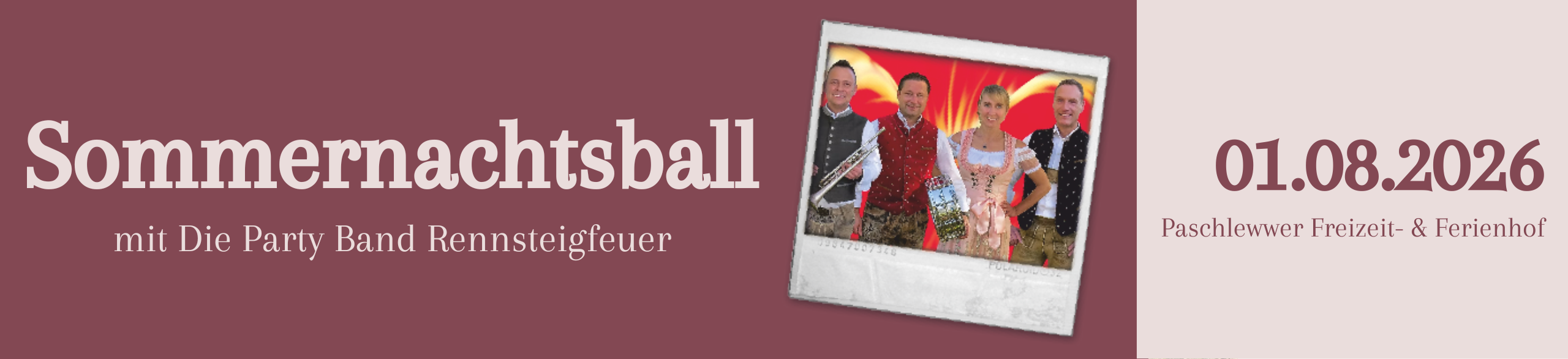 Sommernachtsball mit Die Partyband Rennsteigfeuer 01.08.2026